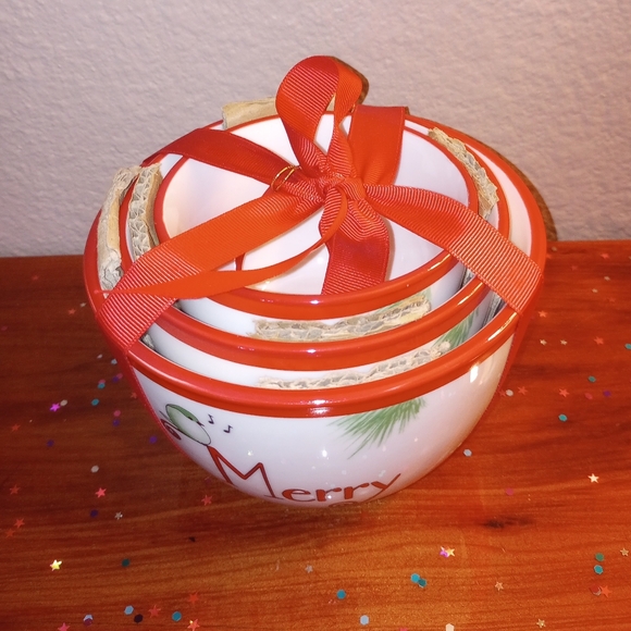 Christmas Bowls Merry Noel Joy 3 sizes - Picture 9 of 9